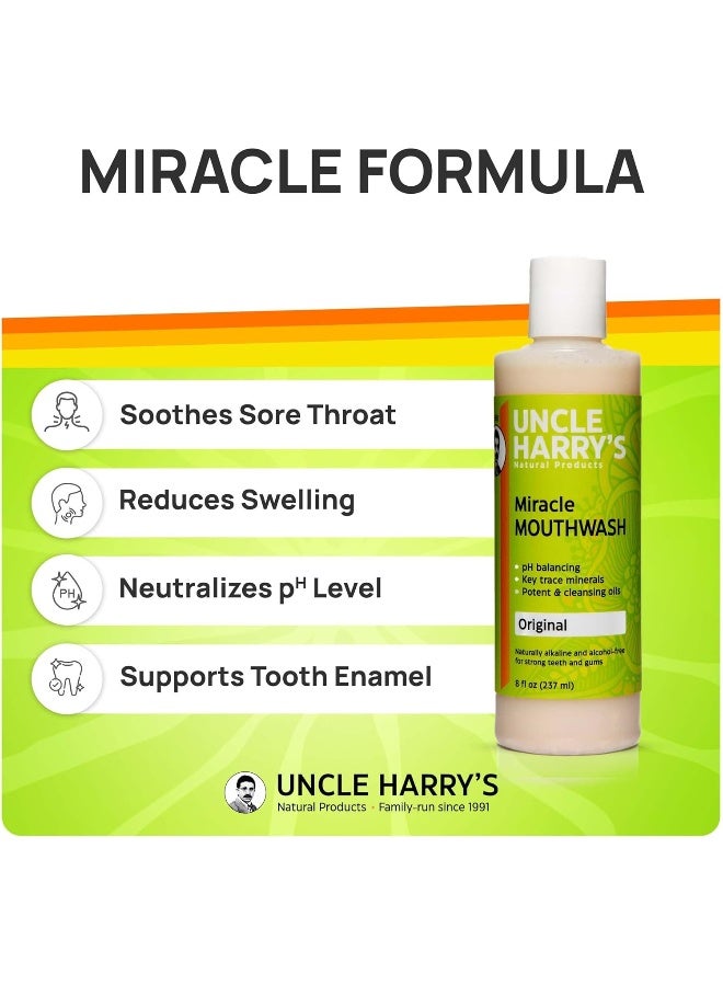 Uncle Harry's Natural Alkalizing Miracle Mouthwash - Balances pH & Soothes Throat While Freshening Breath (8 fl. oz.) - Image 2